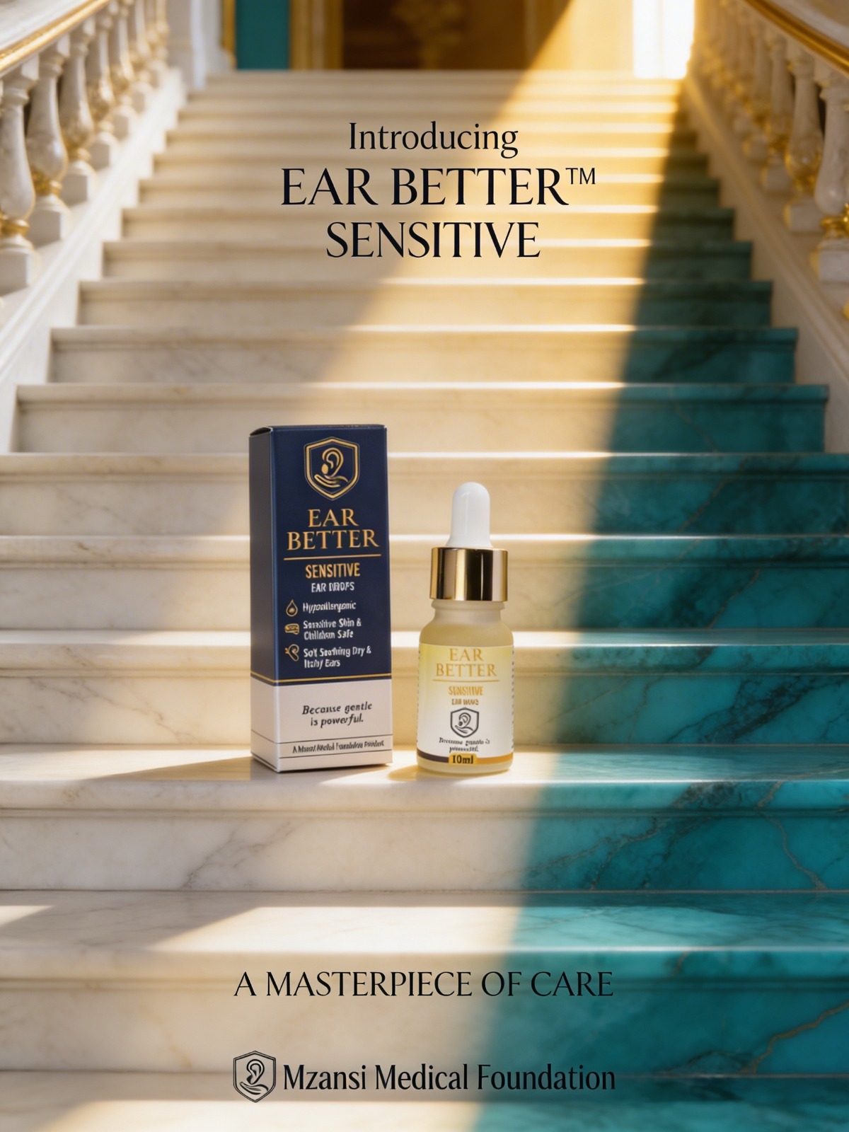 EAR BETTER Sensitive product on marble stairs